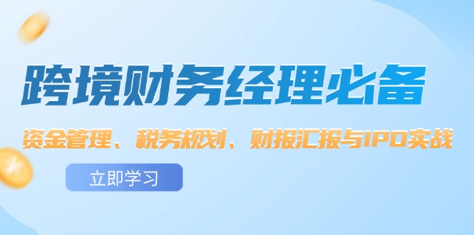（12323期）跨境 财务经理必备：资金管理、税务规划、财报汇报与IPO实战-wanlih项目库