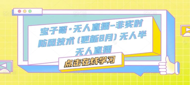 宝子哥·无人直播-非实时防风技术(更新8月)无人半无人直播-wanlih项目库