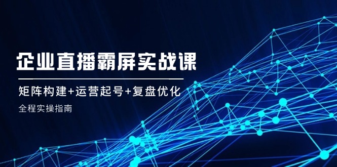 （12338期）企 业 直 播 霸 屏实战课：矩阵构建+运营起号+复盘优化，全程实操指南-wanlih项目库