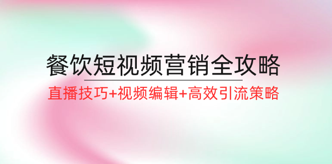 餐饮短视频营销全攻略：直播技巧+视频编辑+高效引流策略-wanlih项目库