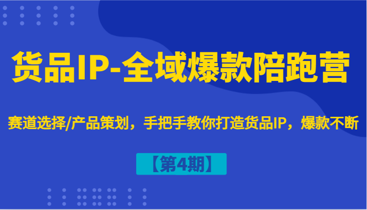 货品IP-全域爆款陪跑营【第4期】赛道选择/产品策划，手把手教你打造货品IP，爆款不断-wanlih项目库