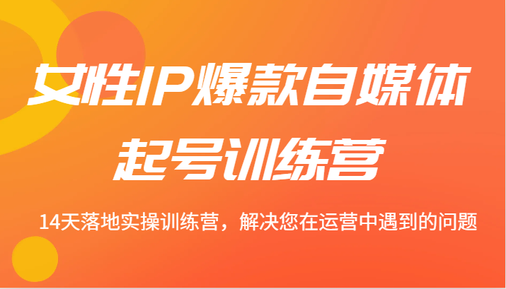女性IP爆款自媒体起号训练营 14天落地实操训练营，解决您在运营中遇到的问题-wanlih项目库