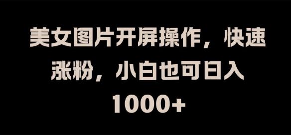 美女图片开屏操作，快速涨粉，小白也可日入1k【揭秘】-wanlih项目库