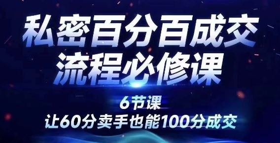 私密百分百成交流程线上训练营，绝对成交，让60分卖手也能100分成交-wanlih项目库