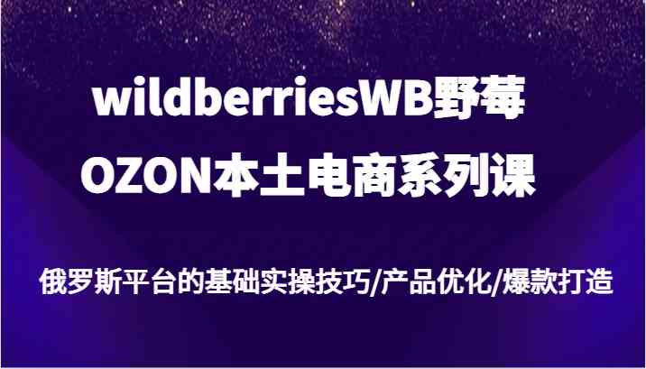 wildberriesWB野莓/OZON本土电商系列课，俄罗斯平台的基础实操技巧/产品优化/爆款打造-wanlih项目库