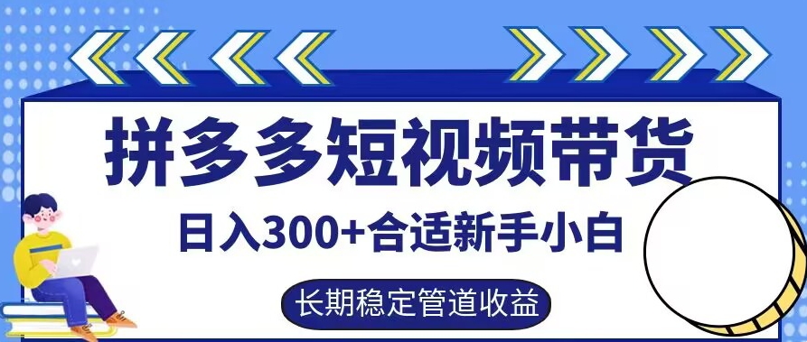 拼多多短视频带货日入300+有长期稳定被动收益，合适新手小白【揭秘】-wanlih项目库