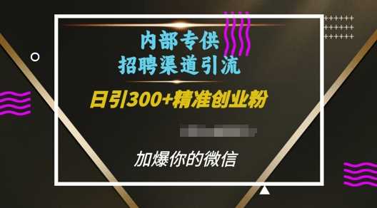 内部招聘渠道日引流300+创业粉，加爆你的微信【揭秘】-wanlih项目库