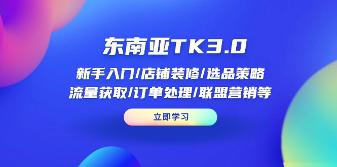 东南亚TK3.0：新手入门/店铺装修/选品策略/流量获取/订单处理/联盟营销等-wanlih项目库