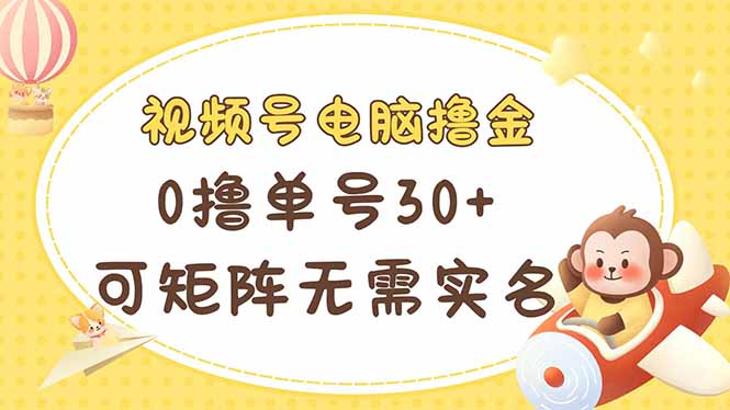 视频号电脑撸金 0撸单号30+ 可矩阵 无需实名多号多得-wanlih项目库