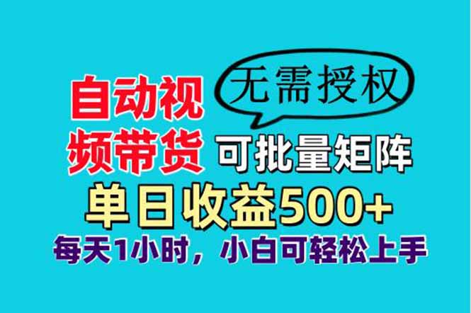 自动视频带货，可批量矩阵，单日收益500+、轻松实现睡后收益，小白可…-wanlih项目库