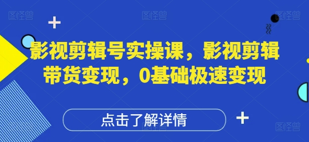 影视剪辑号实操课，影视剪辑带货变现，0基础极速变现-wanlih项目库