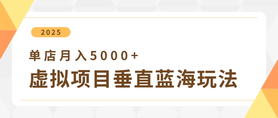 4月虚拟项目垂直玩法，冷门爆品+垂直蓝海，单店月入5000+-wanlih项目库