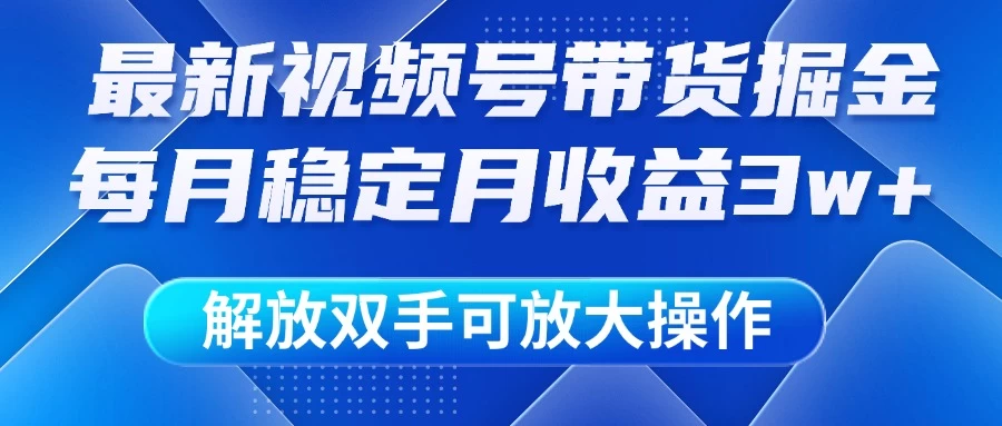 最新视频号带货掘金项目，每月稳定月收益3w+，解放双手，可放大操作-wanlih项目库