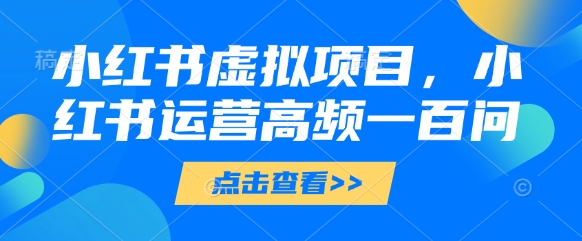 小红书虚拟项目，小红书运营高频一百问【文档】-wanlih项目库