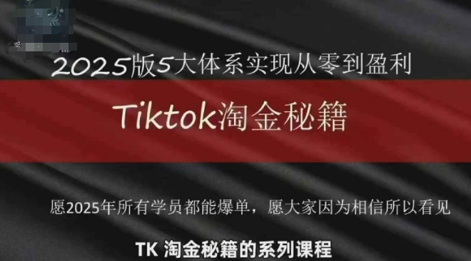 TikTok跨境2025淘金秘籍，​2025TikTok从0到盈利变现-wanlih项目库