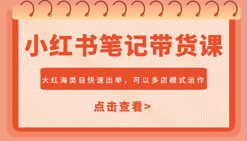 小红书笔记带货课，大红海类目快速出单，市场大，可以多店模式运作(更新)-wanlih项目库