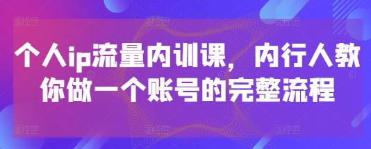 个人ip流量内训课，内行人教你做一个账号的完整流程-wanlih项目库