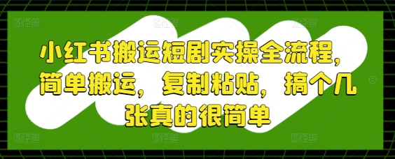 小红书搬运短剧实操全流程，简单搬运，复制粘贴，搞个几张真的很简单-wanlih项目库
