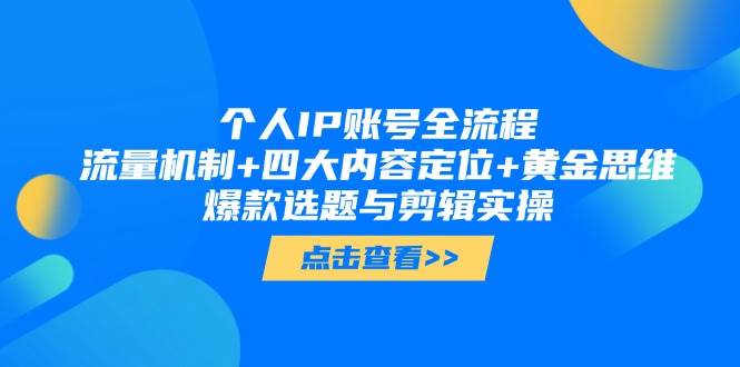 个人IP账号全流程：流量机制+四大内容定位+黄金思维, 爆款选题与剪辑实操-wanlih项目库