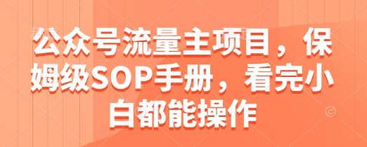 公众号流量主项目，保姆级SOP手册，看完小白都能操作-wanlih项目库