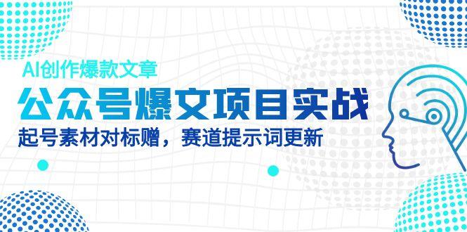 公众号爆文项目实战，AI创作爆款文章，起号素材对标赠(附赛道AI提示词-wanlih项目库