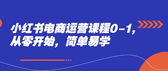 小红书电商运营课程0-1，从零开始，简单易学-wanlih项目库