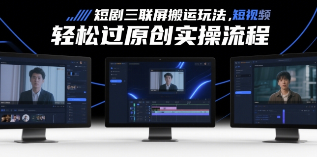 短剧三联屏搬运玩法，短剧搬运轻松过原创实操流程-wanlih项目库