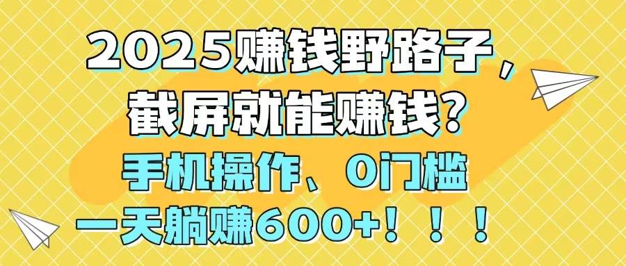 （14771期）2025赚钱野路子，截屏就能赚钱？手机操作0门槛，一天躺赚600+！！！-wanlih项目库