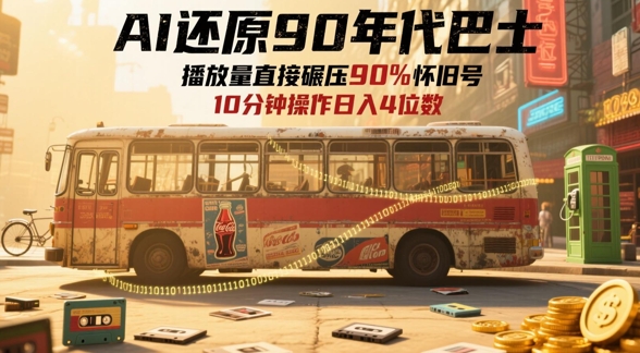 AI还原90年代巴士，一帧就让70后泪崩，播放量直接碾压90%怀旧号，每天操作十分钟，日入四位数-wanlih项目库