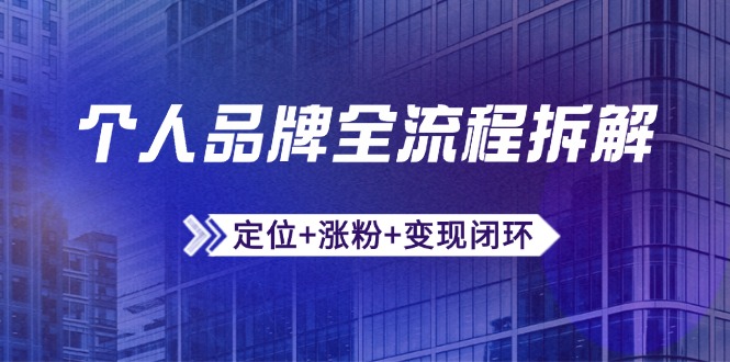 个人品牌全流程拆解：定位+涨粉+变现闭环，微信生态运营与资源整合-wanlih项目库
