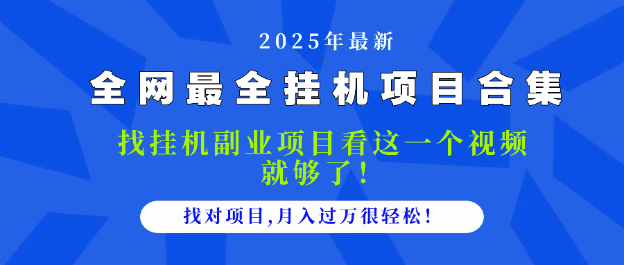 2025最全挂机项目合集 找项目看这一个视频就够了，做对项目月入过万很…-wanlih项目库
