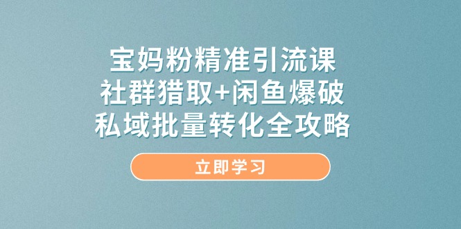 宝妈粉精准引流课，社群猎取+闲鱼爆破，私域批量转化全攻略-wanlih项目库
