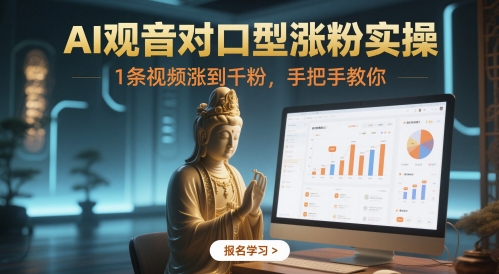 AI观音对口型涨粉实操，1条视频涨到千粉，手把手教你-wanlih项目库