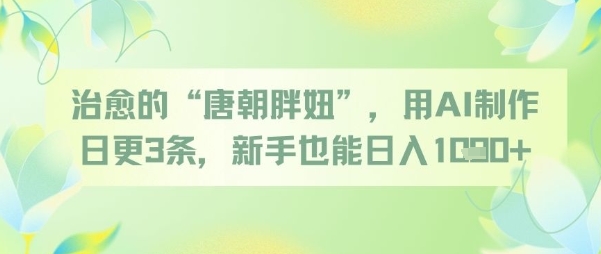 治愈的“唐朝胖妞”，用AI制作日更3条，新手也能日入多张-wanlih项目库