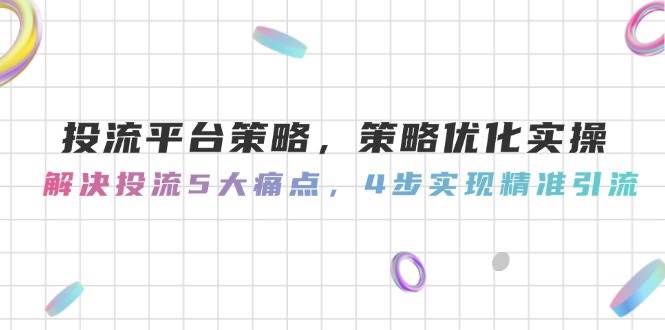 投流平台策略，策略优化实操，解决投流5大痛点，4步实现精准引流-wanlih项目库